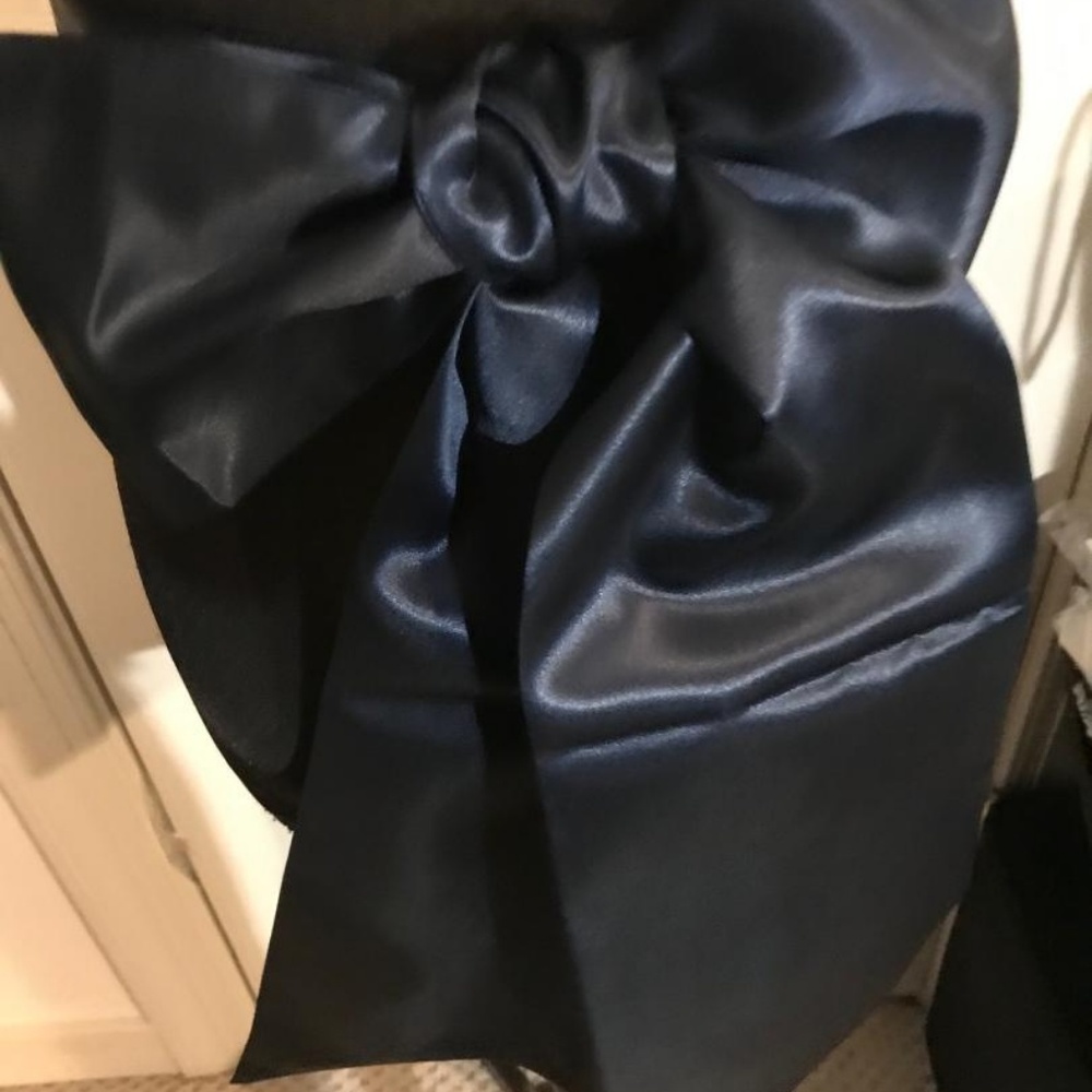Us Angels Flower Girl Pleated Satin Sash- NAVY